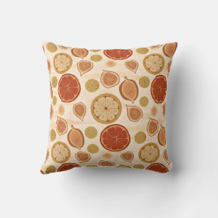 Citrus & Fig Mediterranean Kitchen Botanical Patrn Throw Pillow
