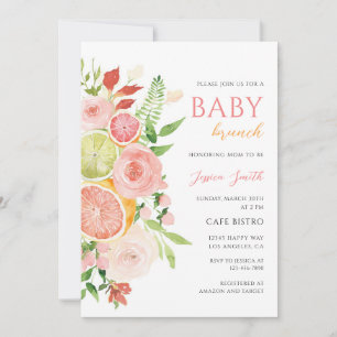 Citrus Floral Baby Brunch Shower Invitation