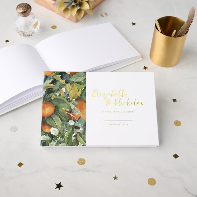 Citrus Floral | Botanical Wedding Guest Book (Front Open)