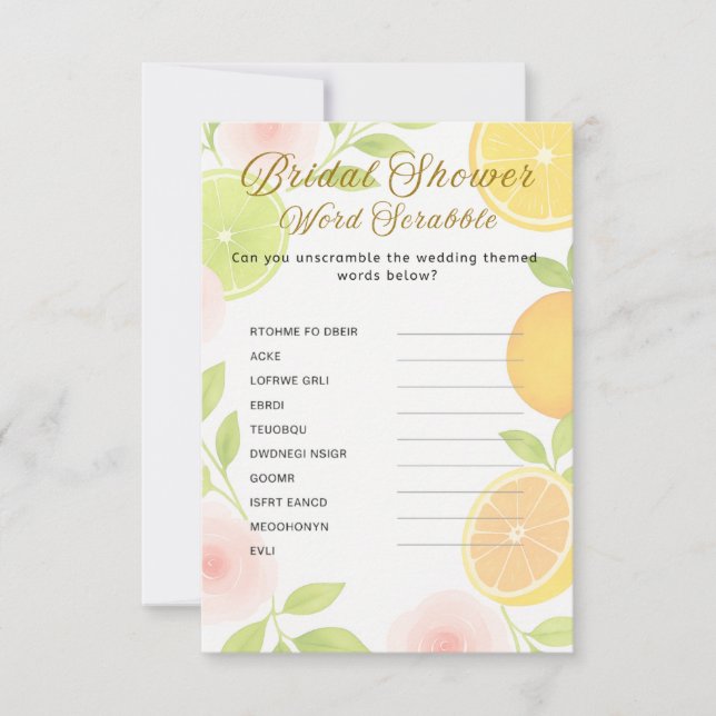 Citrus Floral Bridal Shower Game Invitation (Front)