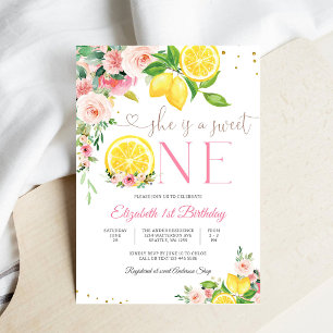 Citrus Floral First Birthday Invitation