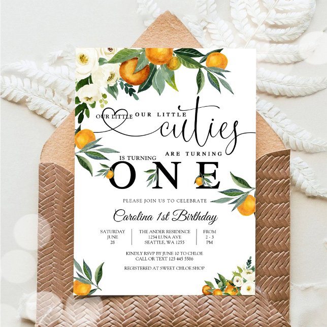 Citrus Floral First Birthday Invitation (Creator Uploaded)