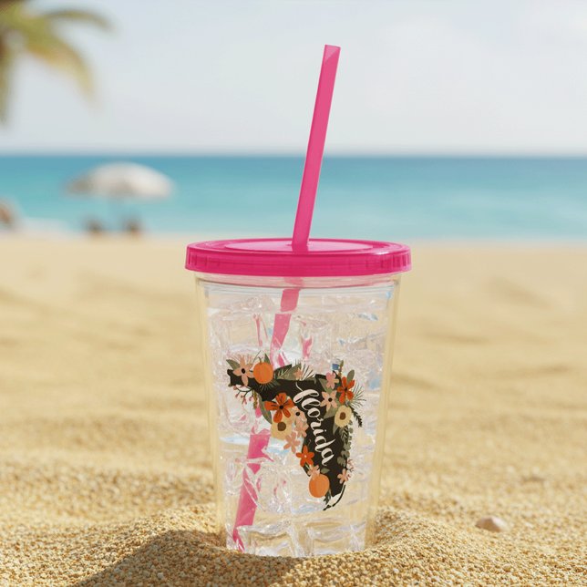 Citrus Floral Florida State Silhouette Acrylic Tumbler (Creator Uploaded)