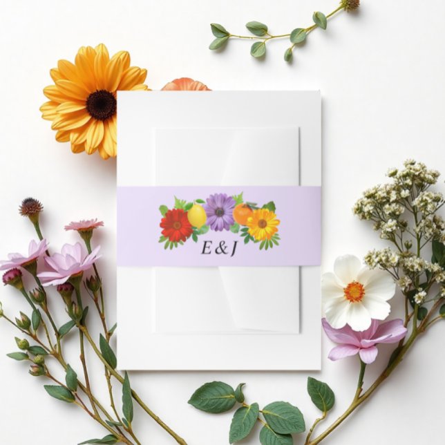 Citrus Floral Garden Wedding Invitation Belly Band (Creator Uploaded)