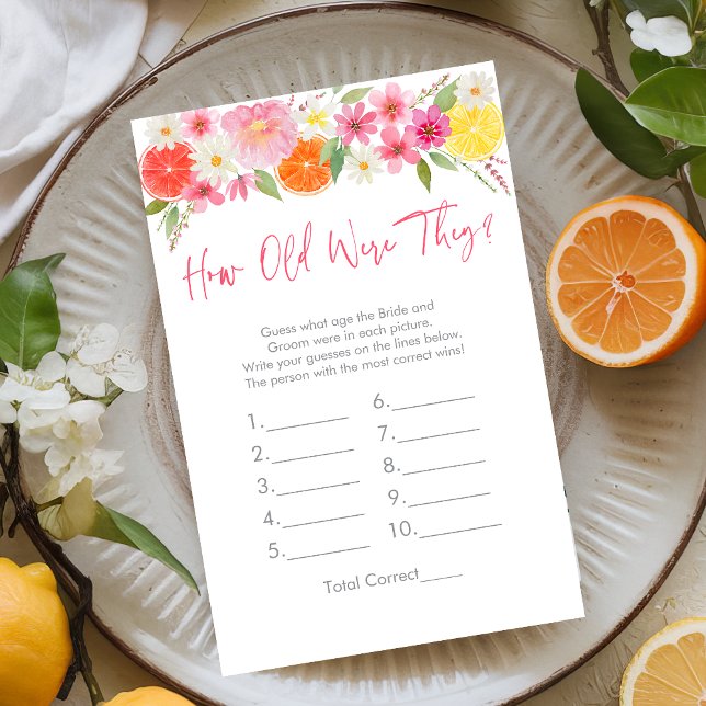 Citrus Floral How Old Were They Bridal Game (Creator Uploaded)