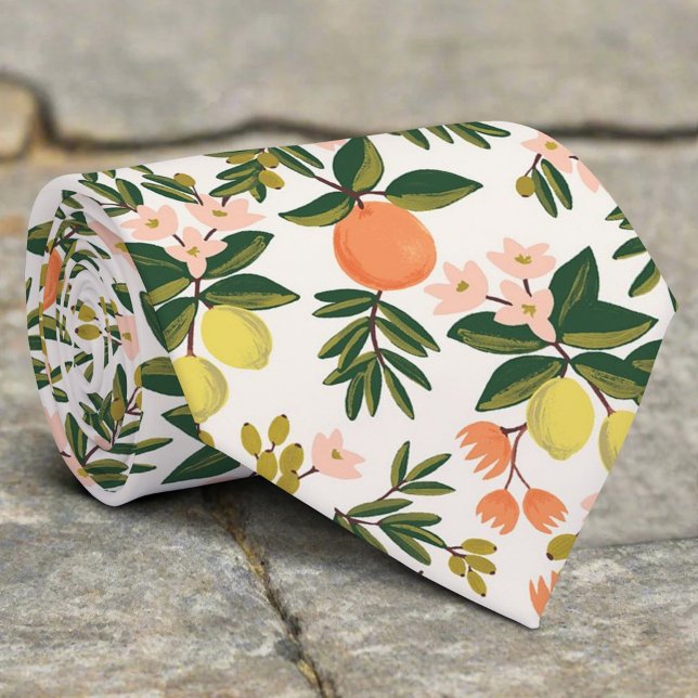 Citrus Floral Orange Lemon Leaves Wild Nature Tie (Creator Uploaded)