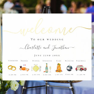 Citrus French Wedding Timeline Gold Foil Prints