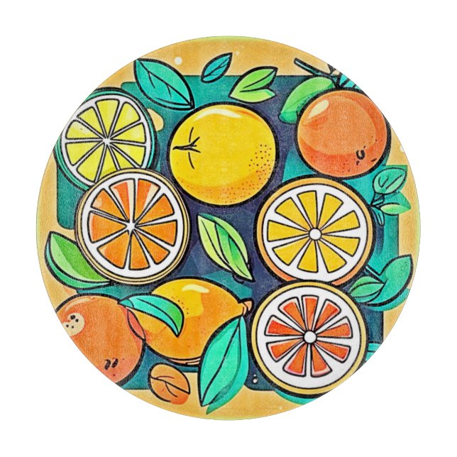 Citrus Fruit Art Design Cutting Board (Front)