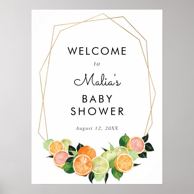 Citrus Fruit Cutie Baby Shower Welcome Sign (Front)