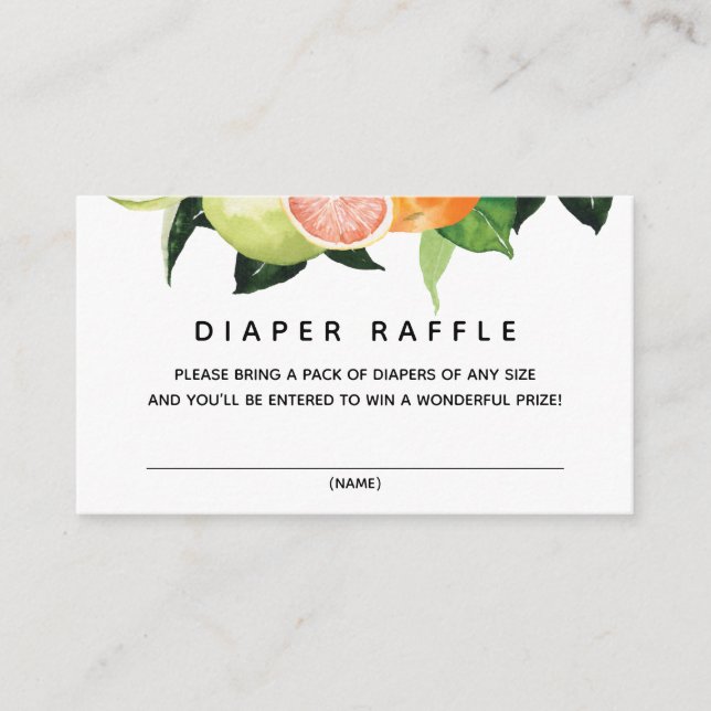 Citrus Fruit Diaper Raffle  Enclosure Card (Front)