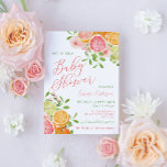 Citrus Fruit & Flowers Baby Shower Invitation<br><div class="desc">This citrus baby shower invitation features a beautiful watercolor design with fruits and flowers... citrus and blossoms. Perfect for a bright and cheerful celebration welcoming a new little one, this invitation will surely impress your guests and set the mood for a lovely baby shower. Get ready to celebrate in style...</div>