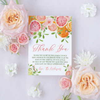 Citrus Fruit & Flowers Baby Shower Thank You Card