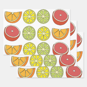 Citrus Fruit Garden Party Wrapping Paper Sheet