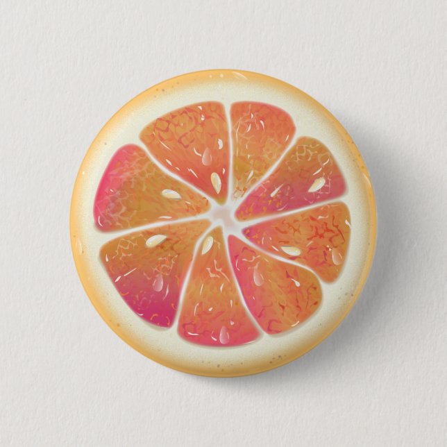 Citrus Fruit Grapefruit Slice 2 Inch Round Button (Front)