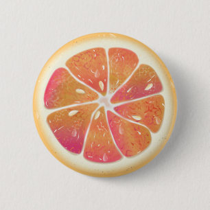 Citrus Fruit Grapefruit Slice 2 Inch Round Button