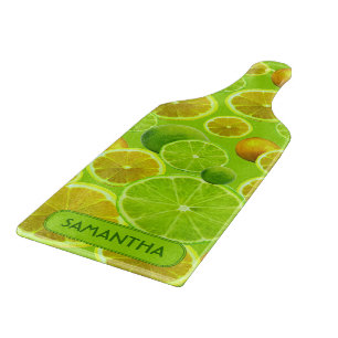 Citrus Fruit, Lemon & Lime Pattern - Personalized Cutting Board