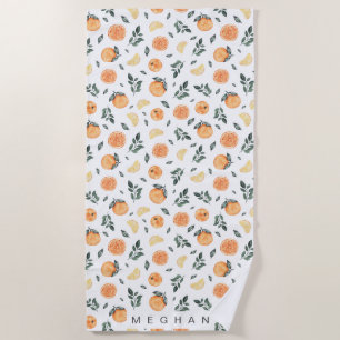 citrus fruit lemon orange Monogram Beach Towel
