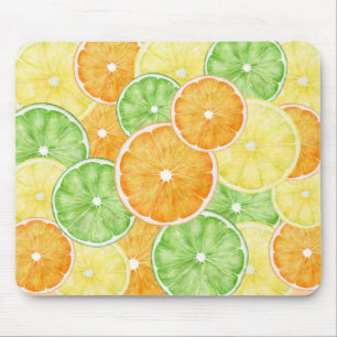 Citrus Fruit Orange, Lime and Lemon Fruit Slices Mouse Pad