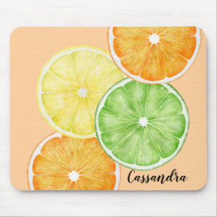Citrus Fruit Orange, Lime and Lemon Fruit Slices Mouse Pad