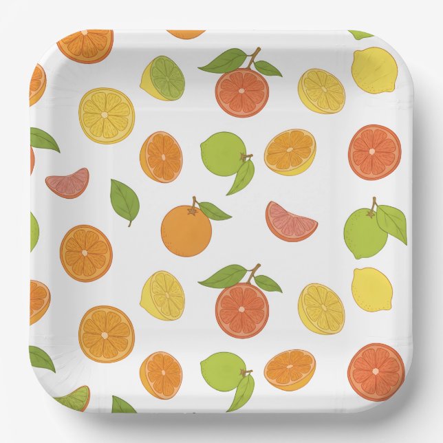 Citrus fruit pattern paper plate (Front)