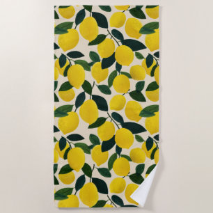 Citrus Fruit Pattern Summer Lemons Mediterranean Beach Towel