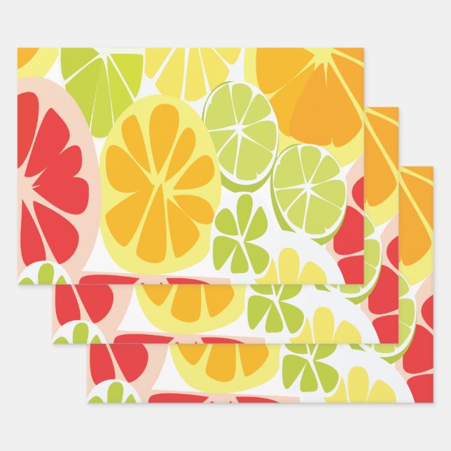 Citrus Fruit Pattern Wrapping Paper Sheet (Set)