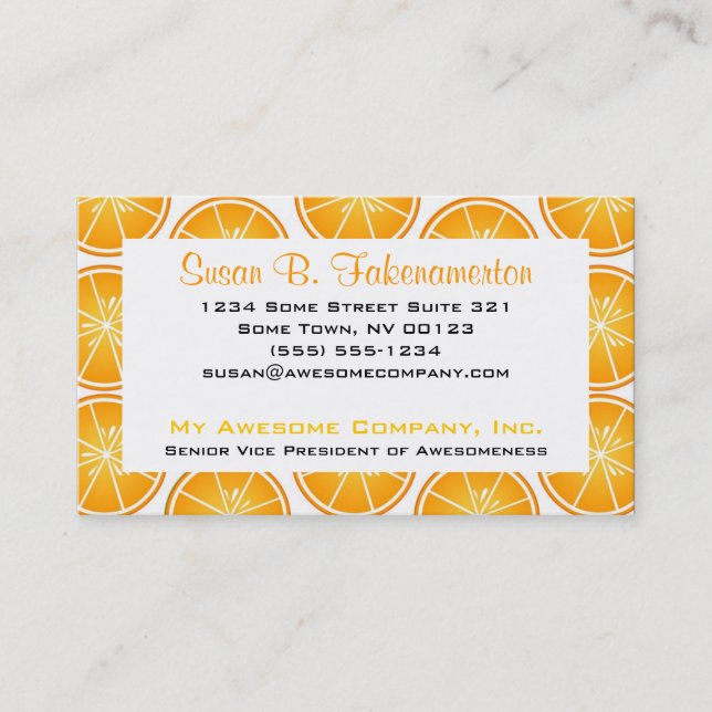 Citrus Fruit Print - Sliced Oranges Business Card (Front)
