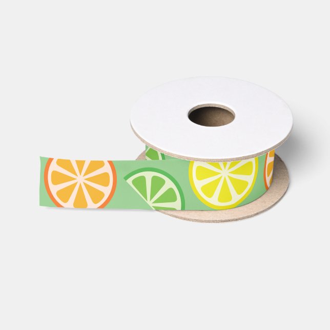Citrus Fruit Slice Lemon Lime Orange Ribbon Satin Ribbon (Spool)