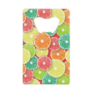 Citrus fruit slices pop art 2 credit card bottle opener