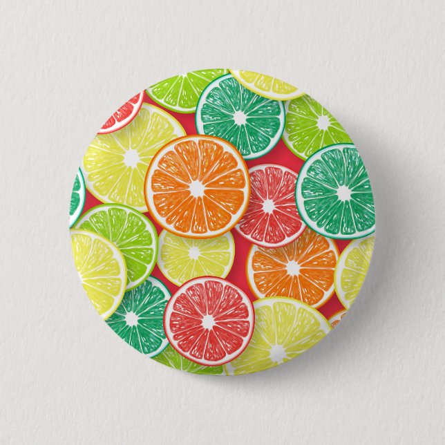 Citrus fruit slices pop art 2 inch round button (Front)