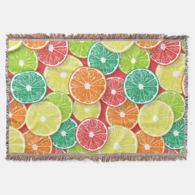 Citrus fruit slices pop art 2 throw blanket (Front)
