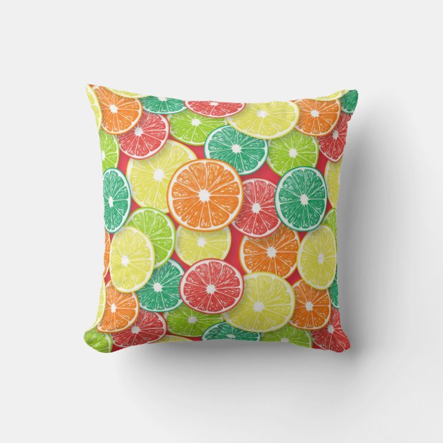 Citrus fruit slices pop art 2 throw pillow (Front)