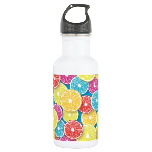 Citrus fruit slices pop art 532 ml water bottle (Front)