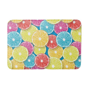 Citrus fruit slices pop art bath mat