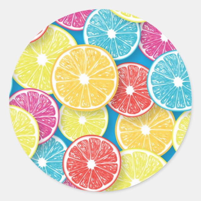 Citrus fruit slices pop art classic round sticker (Front)
