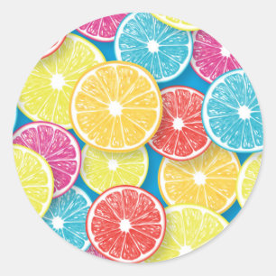 Citrus fruit slices pop art classic round sticker