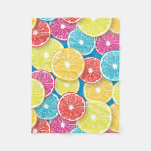 Citrus fruit slices pop art fleece blanket