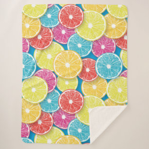 Citrus fruit slices pop art sherpa blanket