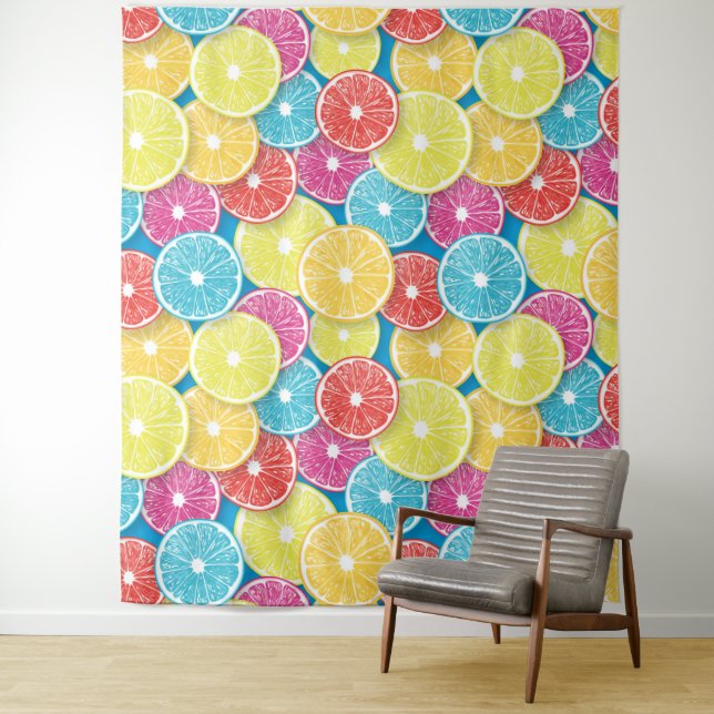 Citrus fruit slices pop art tapestry (In Situ)