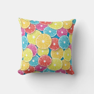 Citrus fruit slices pop art throw pillow