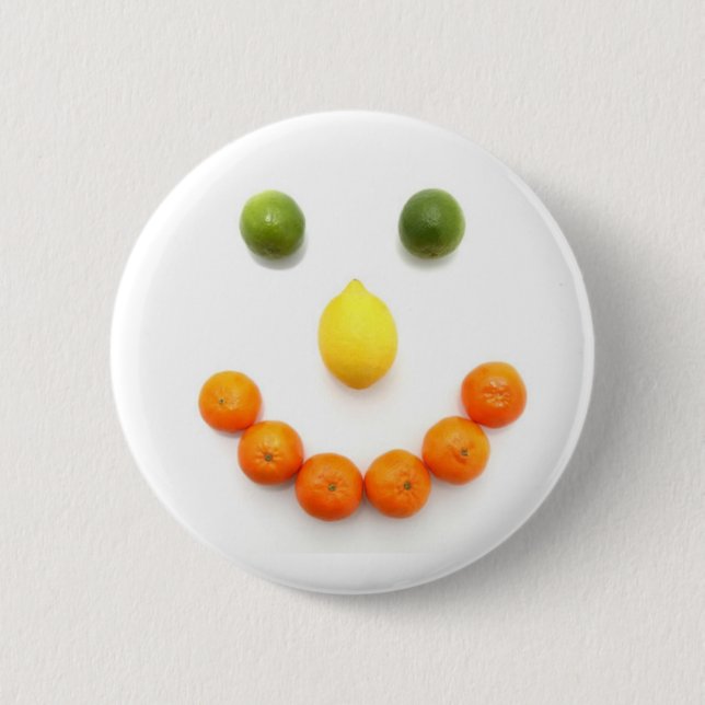 Citrus Fruit Smile 2 Inch Round Button (Front)