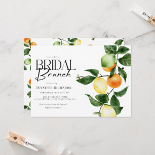 Citrus Fruit   Watercolor Bridal Brunch Invitation