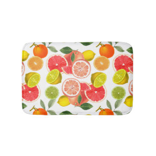 Citrus Fruit With Leaves Bath Mat
