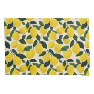 Citrus Fruit Yellow Lemons Pattern Mediterranean Pillowcase