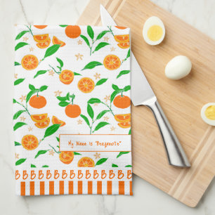 Citrus Fruits Art Handdrawn Oranges Pattern Kitchen Towel