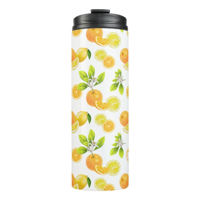 Citrus Fruits Art Oranges and Lemons Patten Thermal Tumbler (Front)