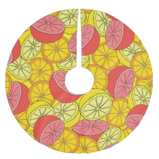 Citrus Fruits Bright Seamless Pattern Brushed Polyester Tree Skirt