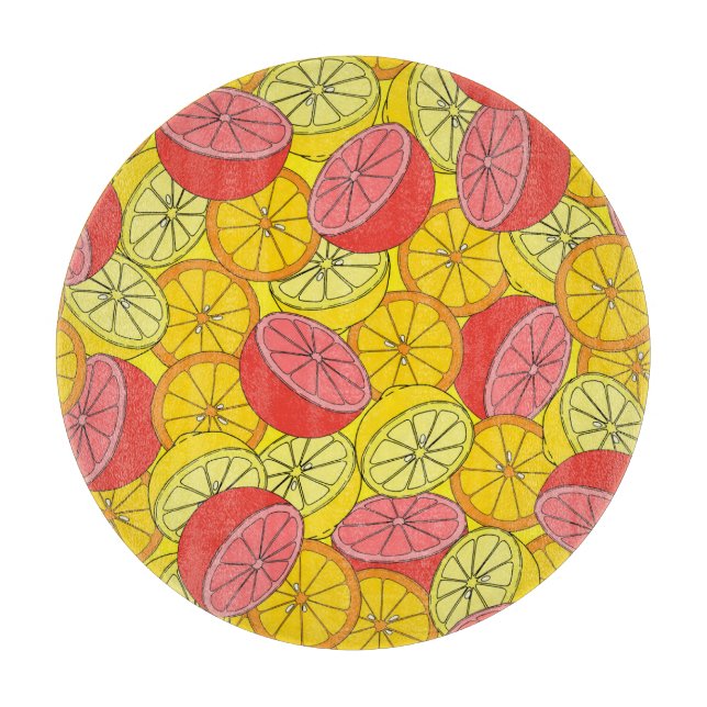 Citrus Fruits Bright Seamless Pattern Cutting Board (Front)