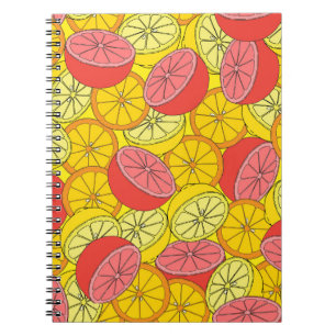 Citrus Fruits Bright Seamless Pattern Notebook