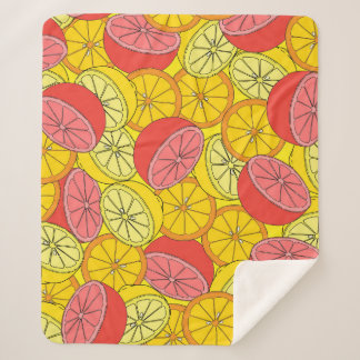 Citrus Fruits Bright Seamless Pattern Sherpa Blanket